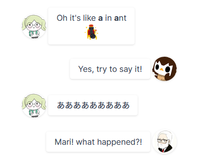 Screenshot from the app showcasing characters